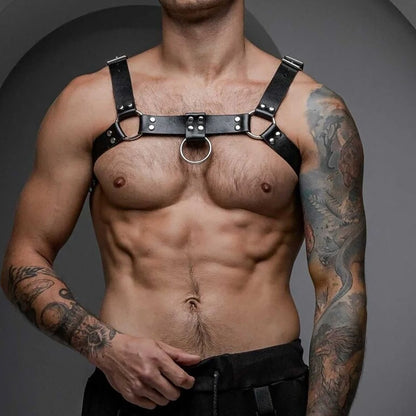 Men’s Leather Body Harness Adjustable BDSM Fetish Lingerie