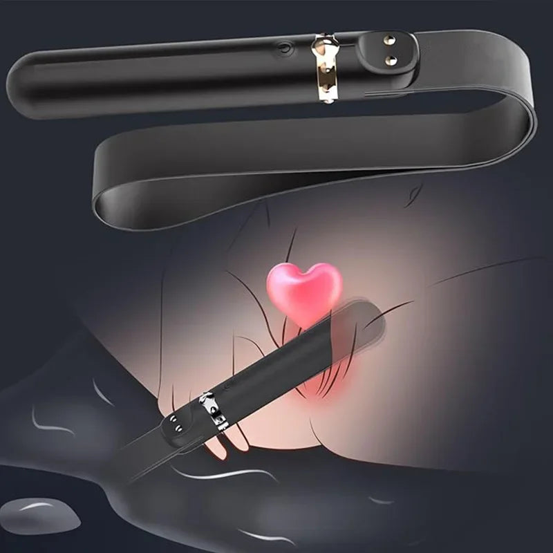 Leather BDSM Whip with Anal Vibrator and Spanking Paddle