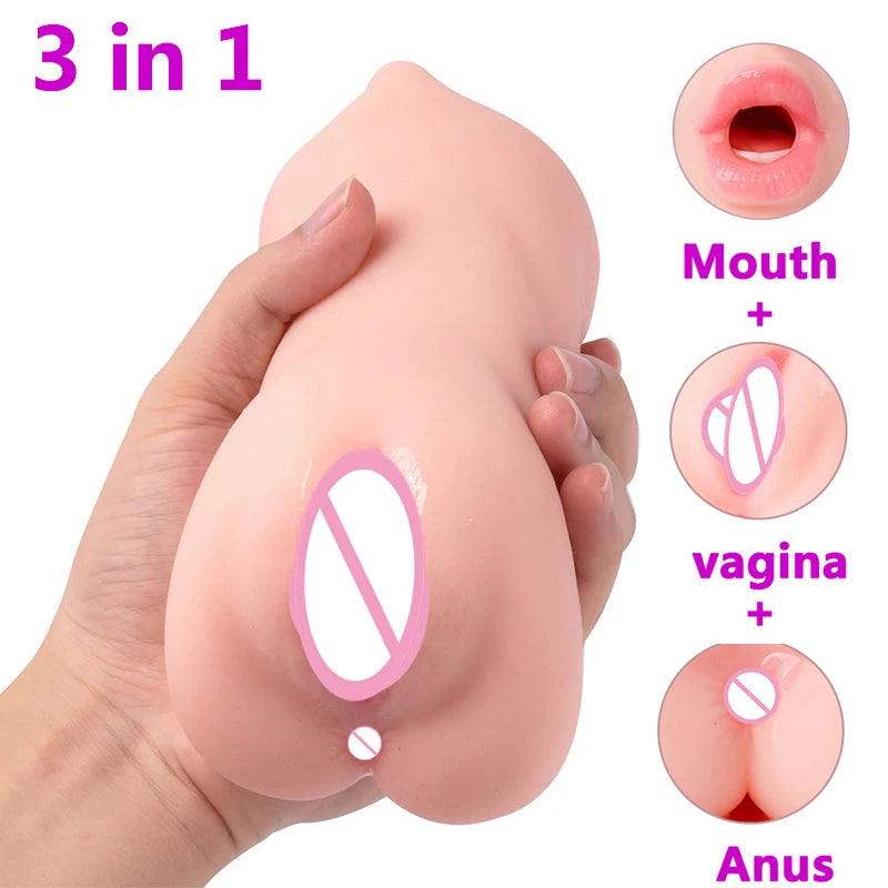Anal, mouth & Vagina Male Masturbator Sex Toy for Men