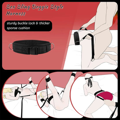 BDSM Restraints Harness Kit with Handcuffs and Blindfold