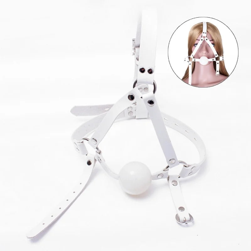 BDSM Harness Ball Gag Set with 42mm Silicone Mouth Gag