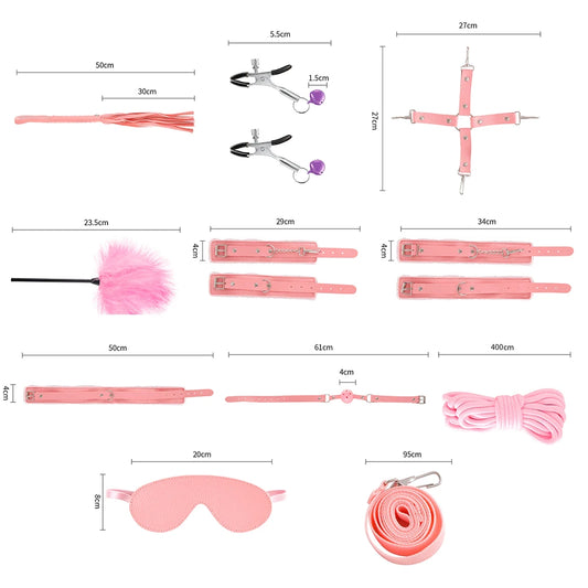 BDSM Bed Restraints Kit with Adjustable Handcuffs and Cuffs