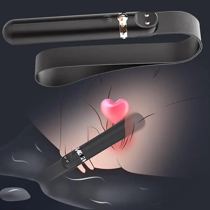 Leather BDSM Whip with Anal Vibrator and Spanking Paddle