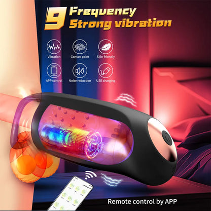 App-Controlled Male Masturbator with 9 Vibrating Modes