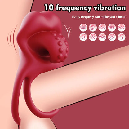 Vibrating Cock Ring with Clitoral Stimulator for Couples