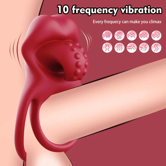 Vibrating Cock Ring with Clitoral Stimulator for Couples