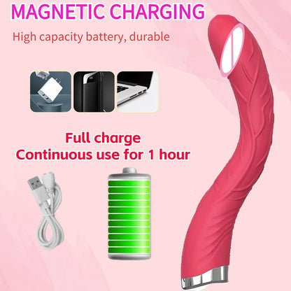 Long Vibrator Dildo for Women, Clitoral & G-Spot Toy