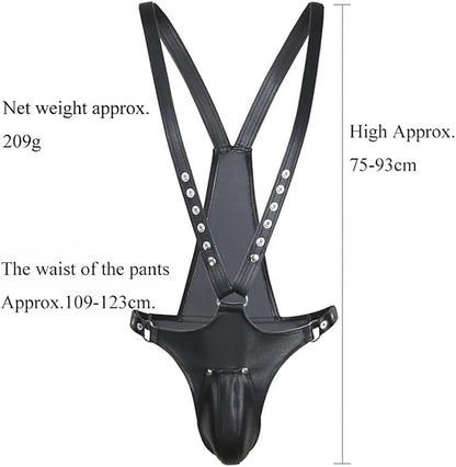 Sexy Male Harness Thong Lingerie Costume, Leather Straps