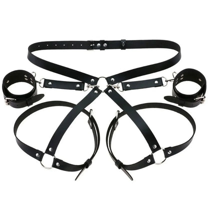 PU Leather Handcuffs Body Harness Straps BDSM Kit