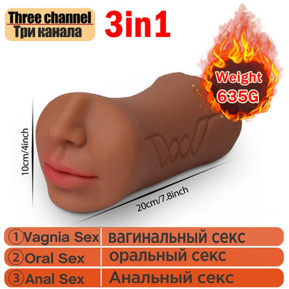 Dual Channel Male Masturbator with Sucking & Blowjob