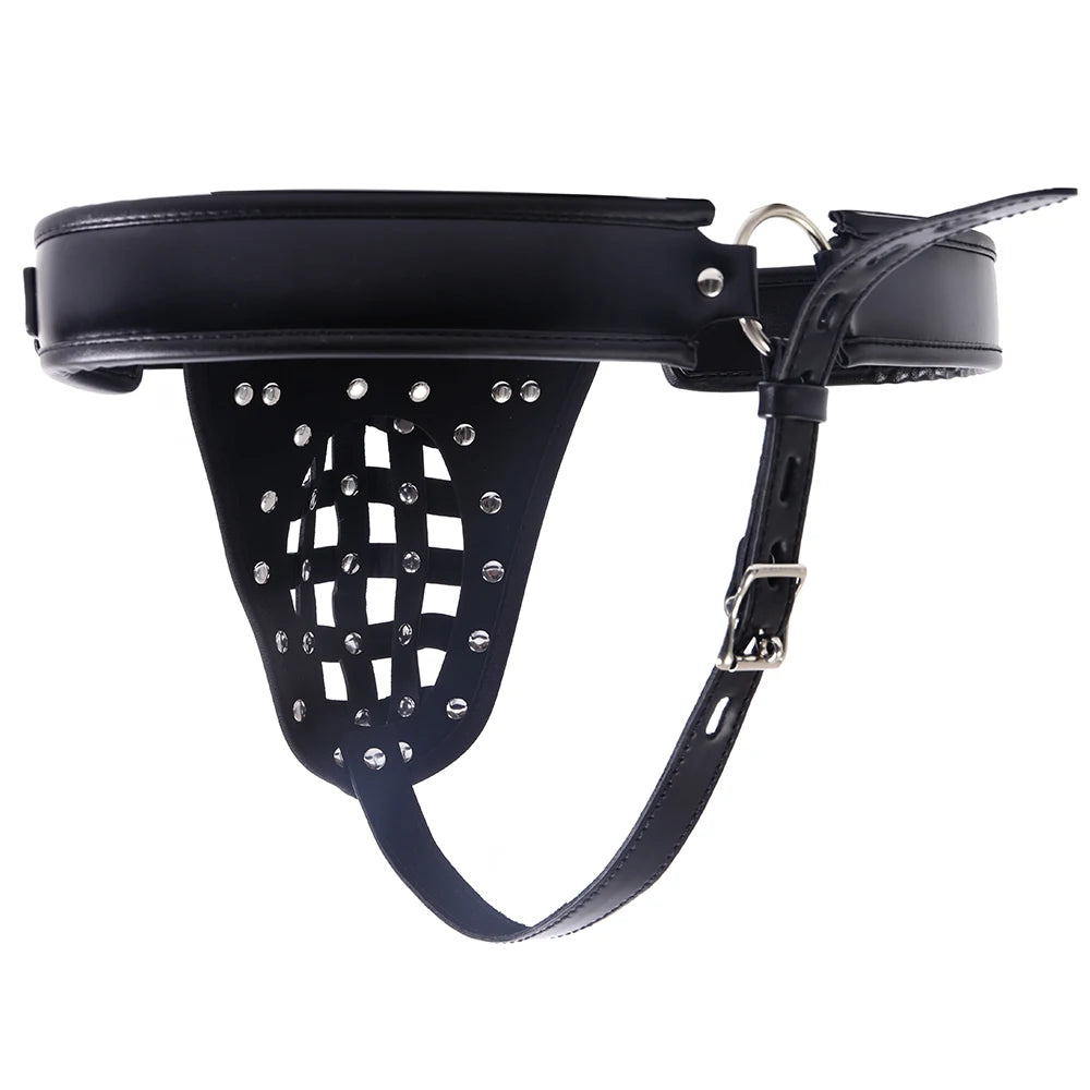 Men’s Locking Cock Cage Chastity Belt & Bondage Harness