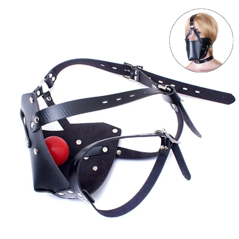 BDSM Harness Ball Gag Set with 42mm Silicone Mouth Gag