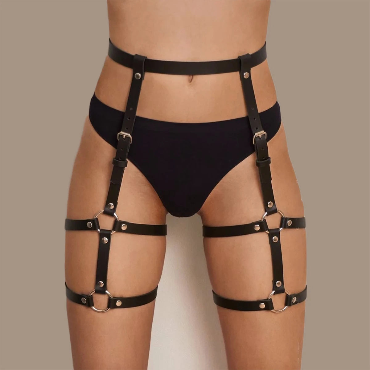 Leather Garter Belt Harness Lingerie Bondage Thigh Straps