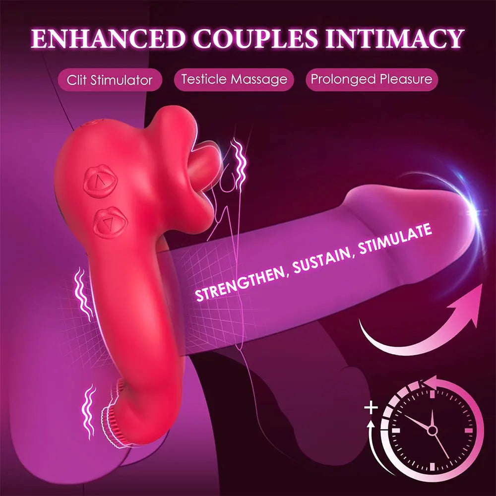 Adjustable Vibrating Clitoral Stimulator, Cock Ring for Couples & Men