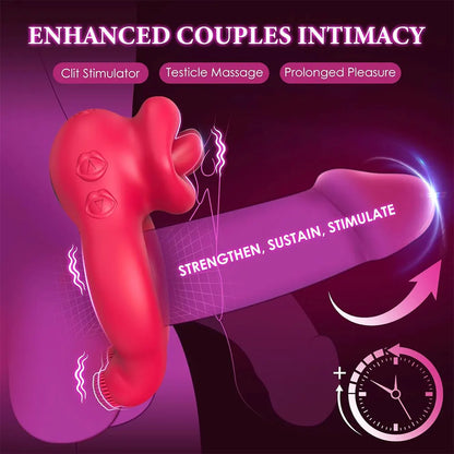 Adjustable Vibrating Clitoral Stimulator, Cock Ring for Couples & Men
