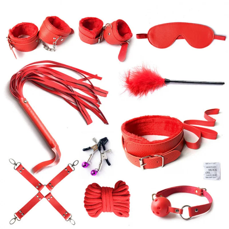 10-Piece BDSM Bondage Kit with Restraints and Sensory Toys