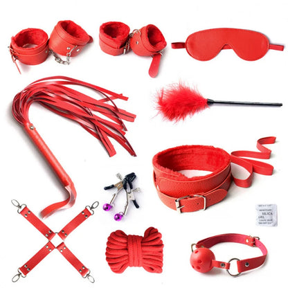 10-Piece BDSM Bondage Kit with Restraints and Sensory Toys