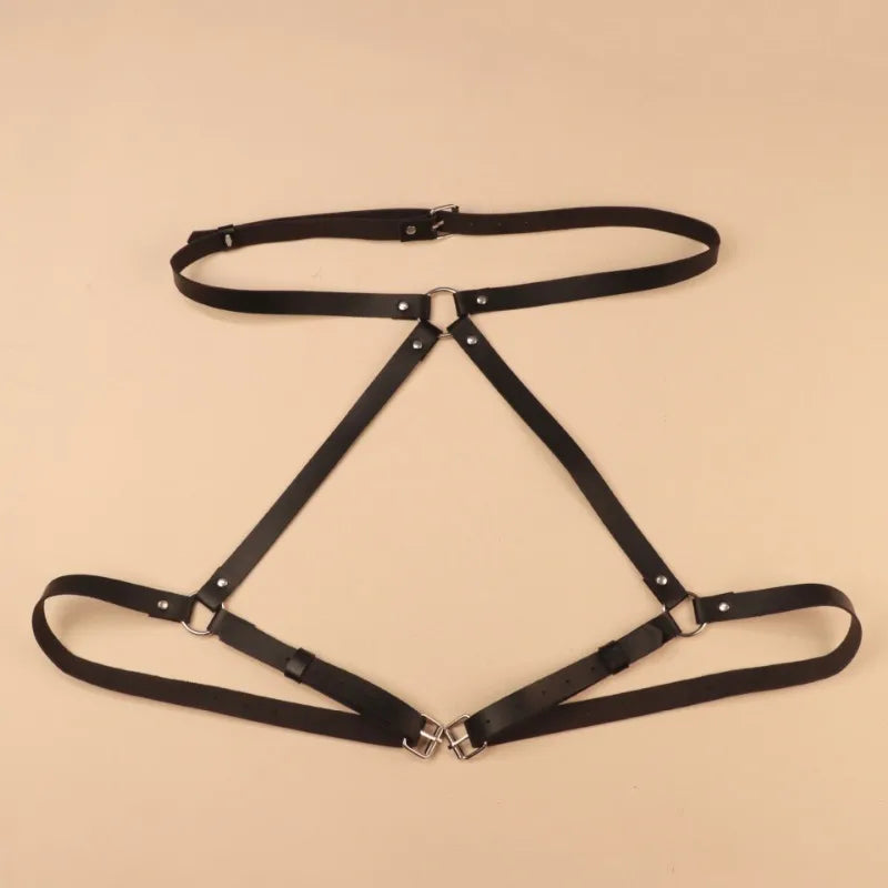 PU Leather Handcuffs Body Harness Straps BDSM Kit