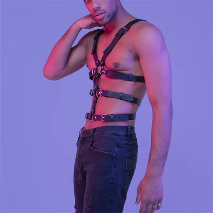 Men’s PU Leather Chest Harness Belt for BDSM & Fetish