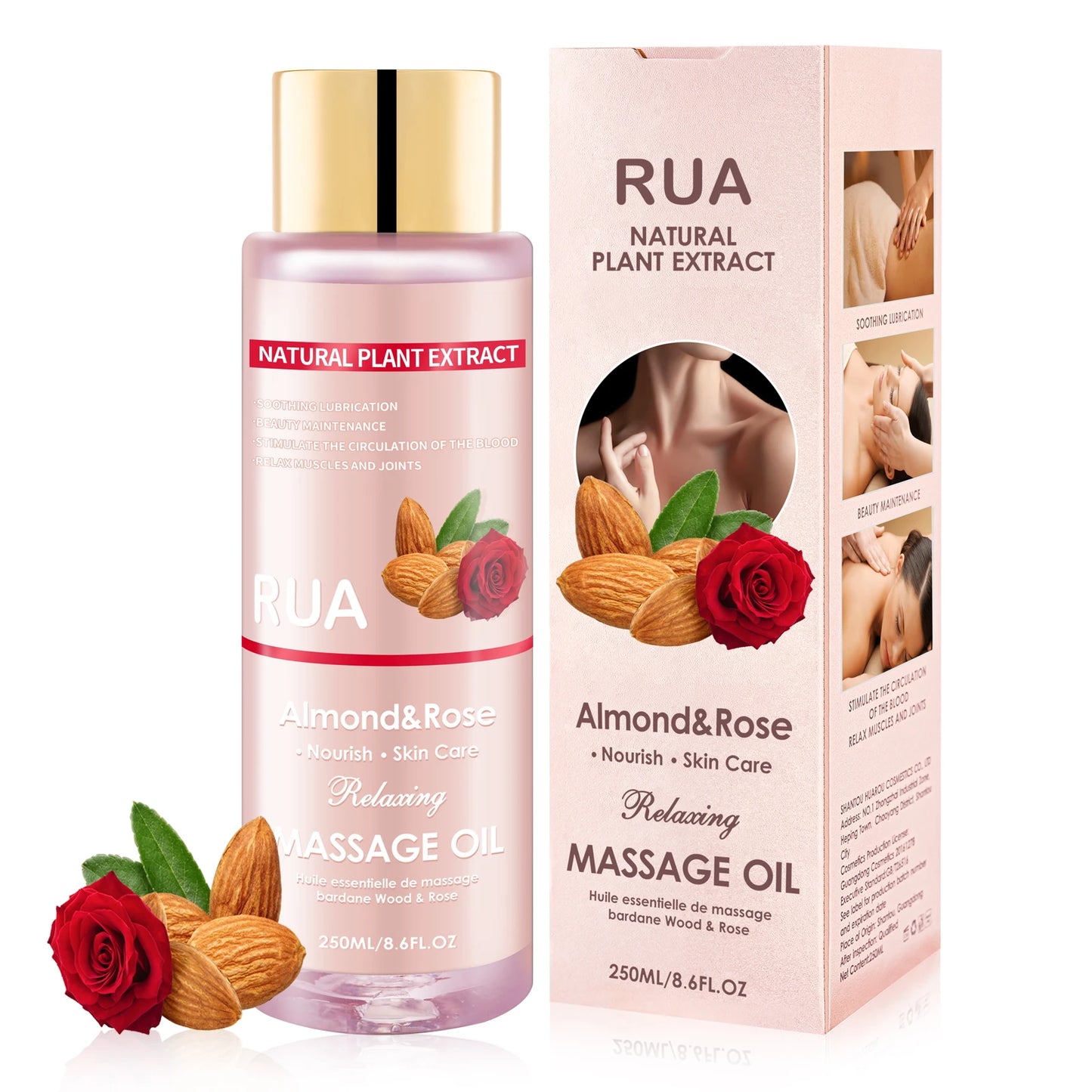 Almond Rose Massage Oil for Relaxing and Moisturizing 8.6oz