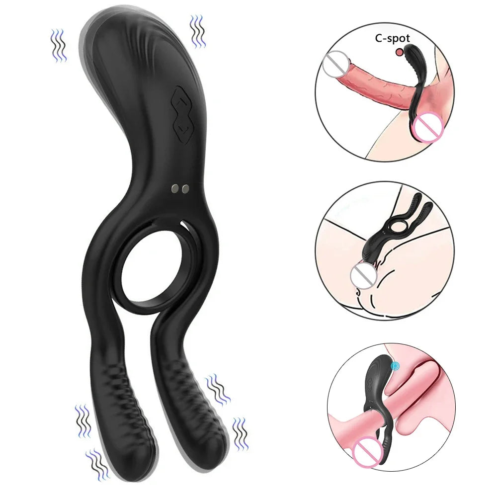 12-Speed Vibrating Cock Ring for Couples, G-Spot Toy