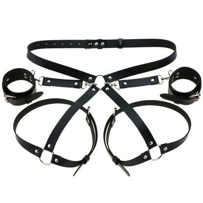 PU Leather Handcuffs Body Harness Straps BDSM Kit