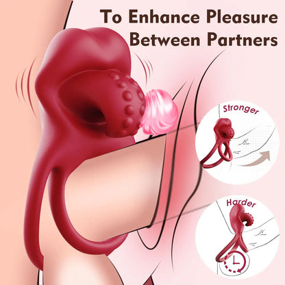 Vibrating Cock Ring with Clitoral Stimulator for Couples