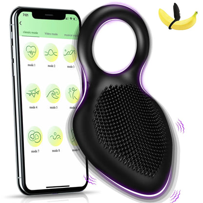 App-Controlled Vibrating Cock Ring for Men, Delay & Erection