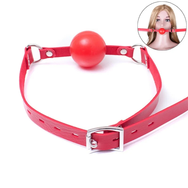 BDSM Harness Ball Gag Set with 42mm Silicone Mouth Gag