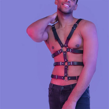 Men’s PU Leather Chest Harness Belt for BDSM & Fetish