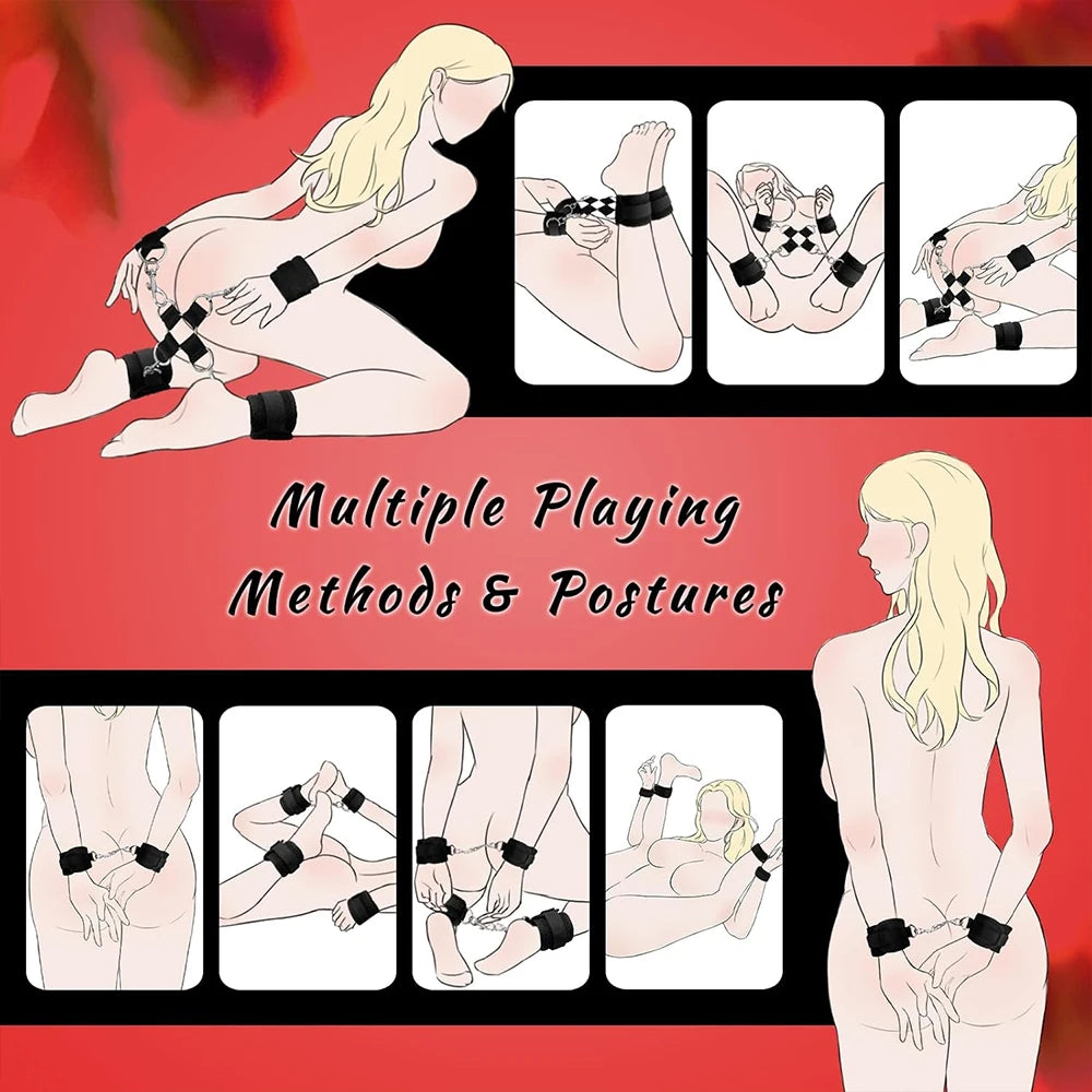 BDSM Restraints Harness Kit with Handcuffs and Blindfold