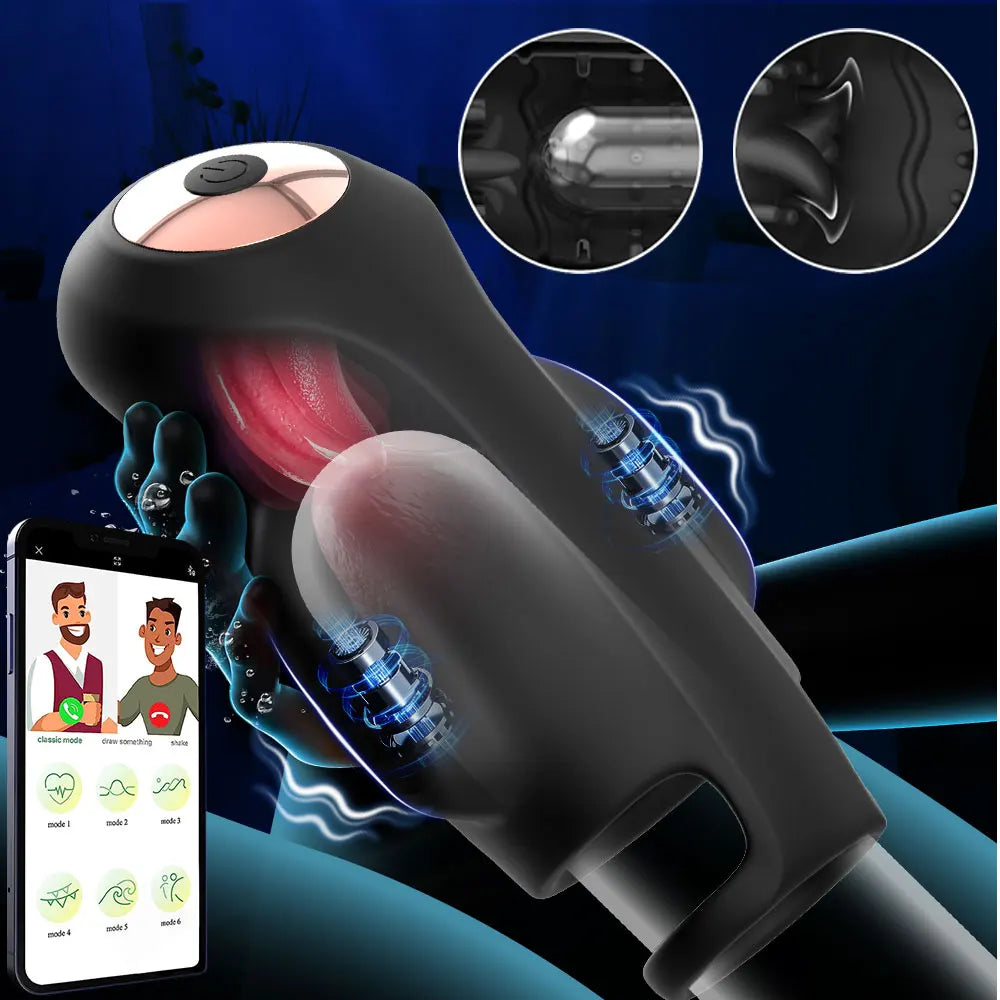 App-Controlled Male Masturbator with 9 Vibrating Modes