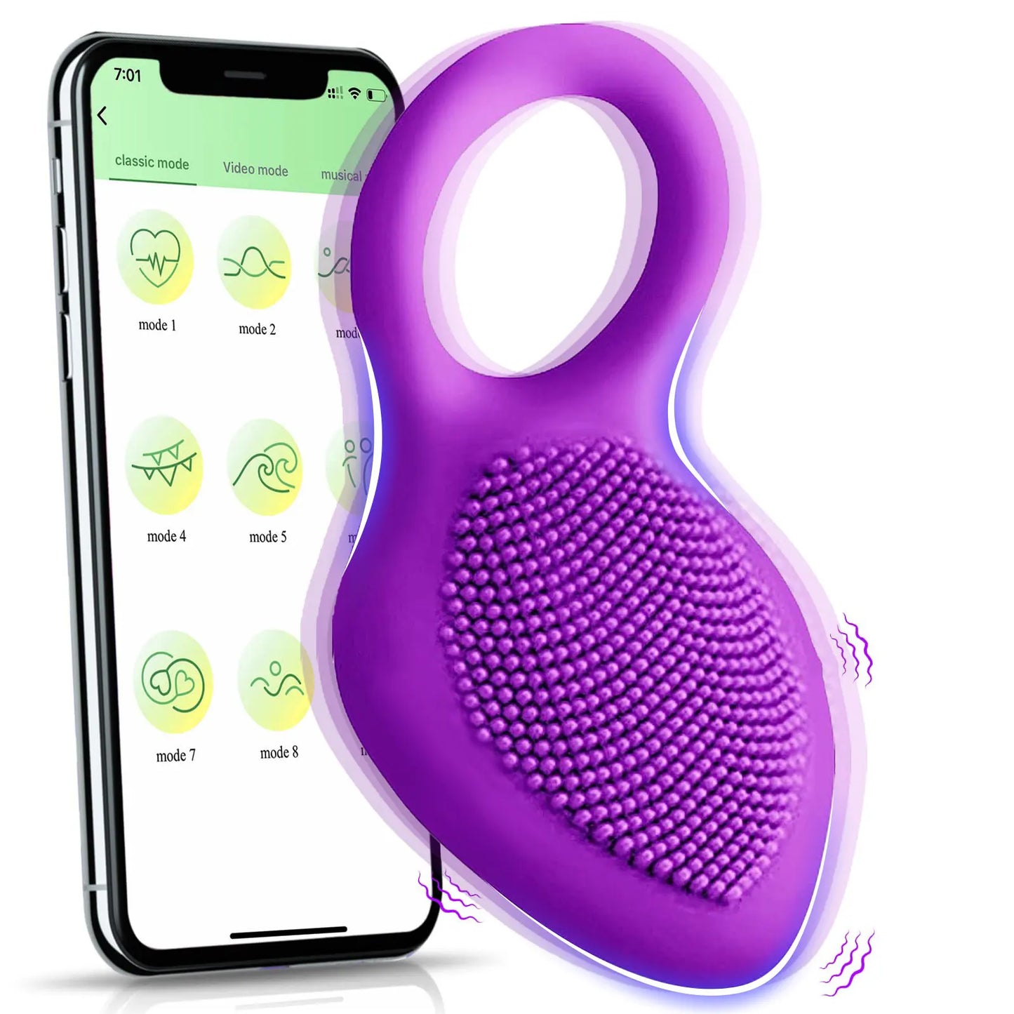 App-Controlled Vibrating Cock Ring for Men, Delay & Erection