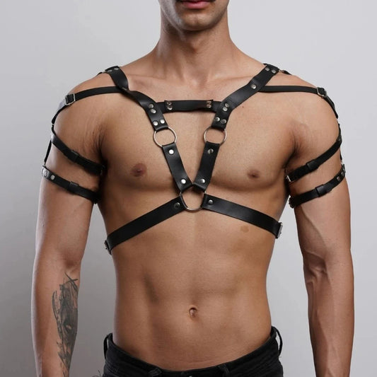 Men’s Leather Body Harness Adjustable BDSM Fetish Lingerie