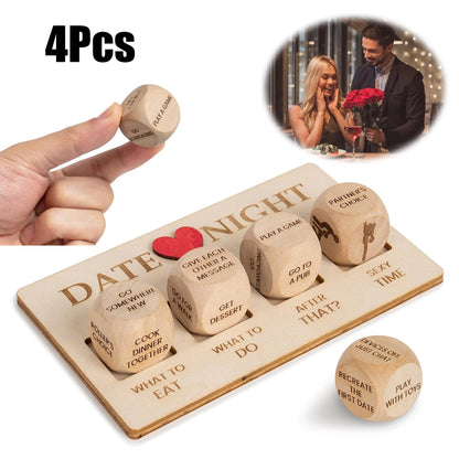 4-Piece Wooden Sex Dice Game for Couples’ Date Night