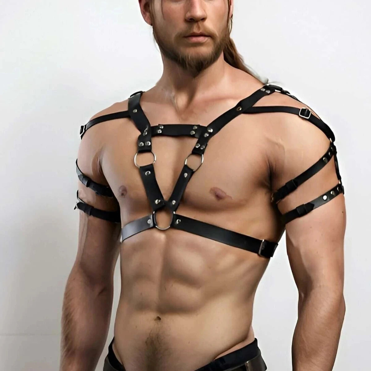 Men’s Leather Body Harness Adjustable BDSM Fetish Lingerie