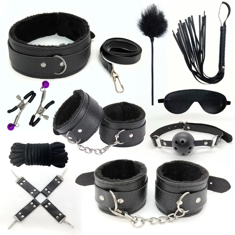 10-Piece BDSM Bondage Kit with Restraints and Sensory Toys