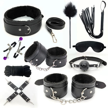 10-Piece BDSM Bondage Kit with Restraints and Sensory Toys